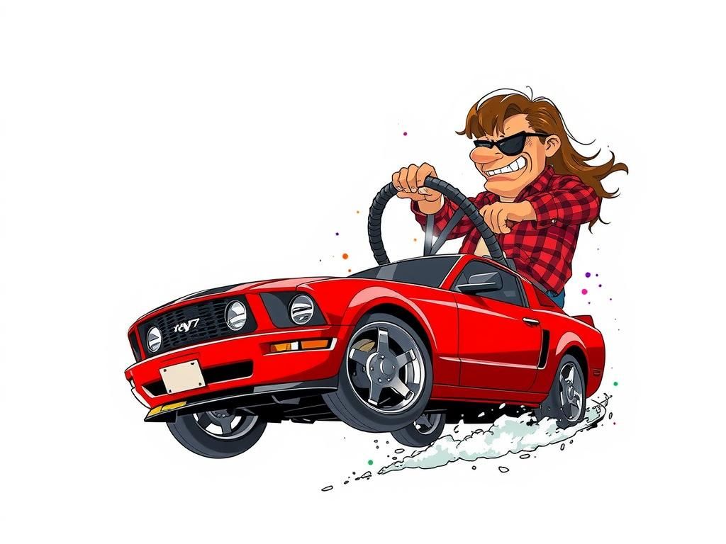 Rat Fink Hot Rod on Neon Racetrack