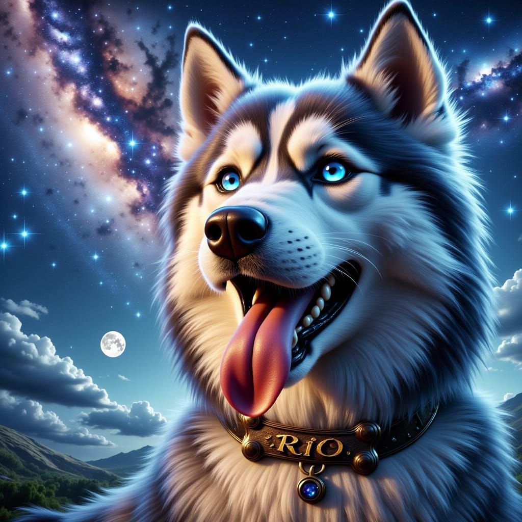 Dreamy Siberian Husky with Piercing Blue Eyes