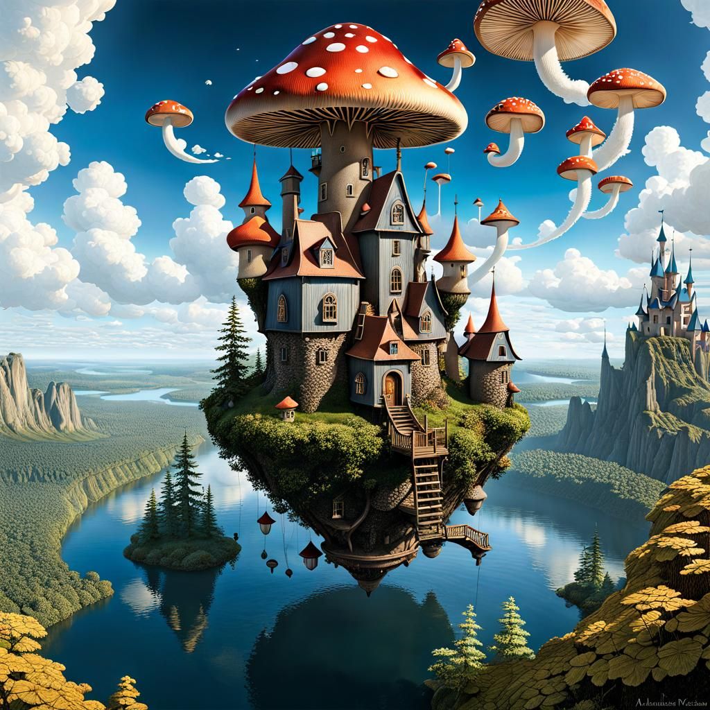 Floating Mushroom Castle: A Fantasy Dreamscape