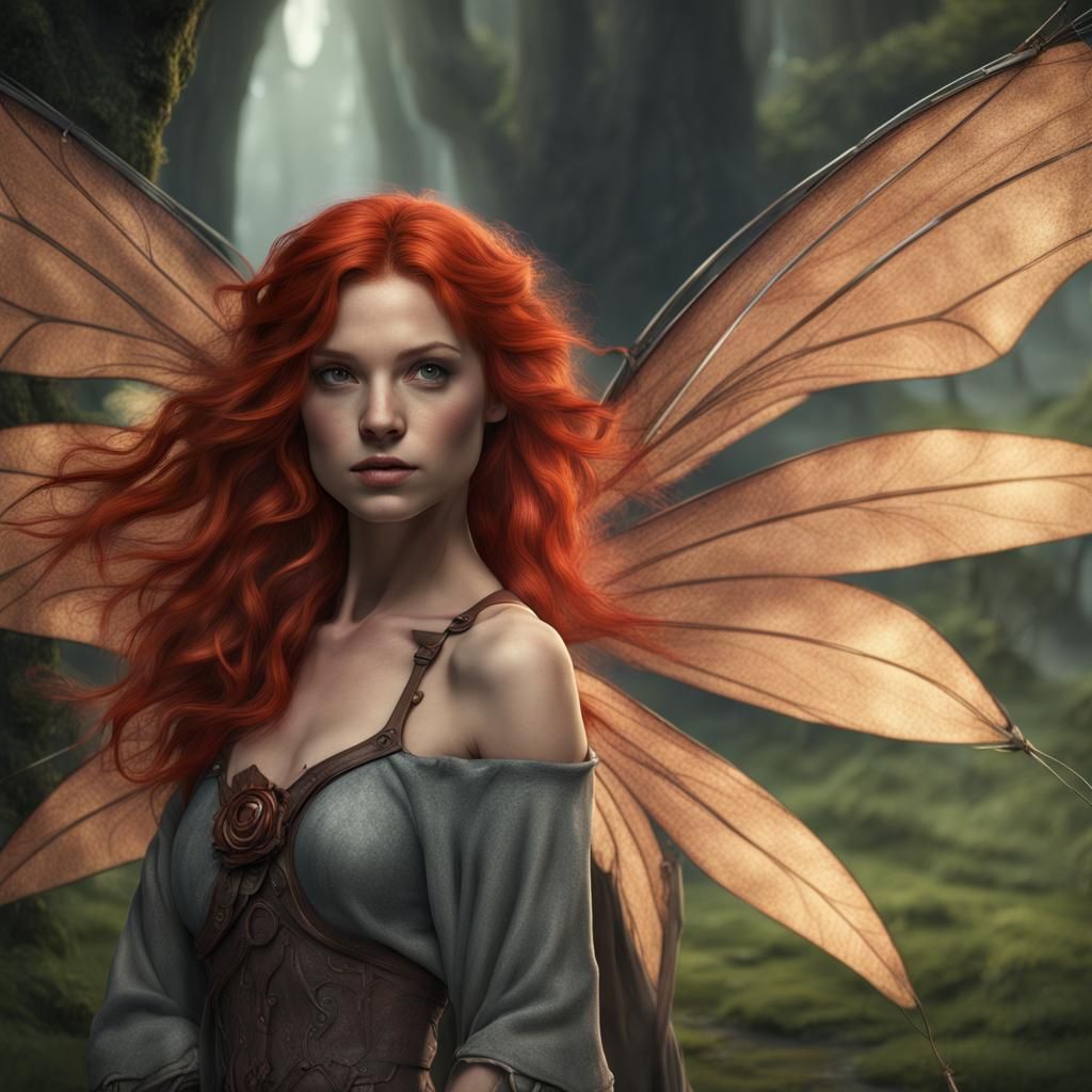 Redhead Fairy in Detailed Matte Painting