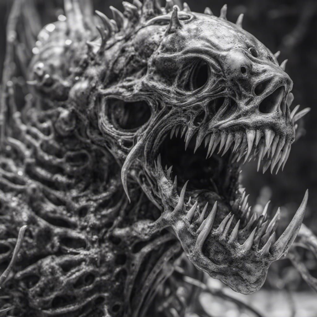 Horror Mermaid Demon in Giger Style