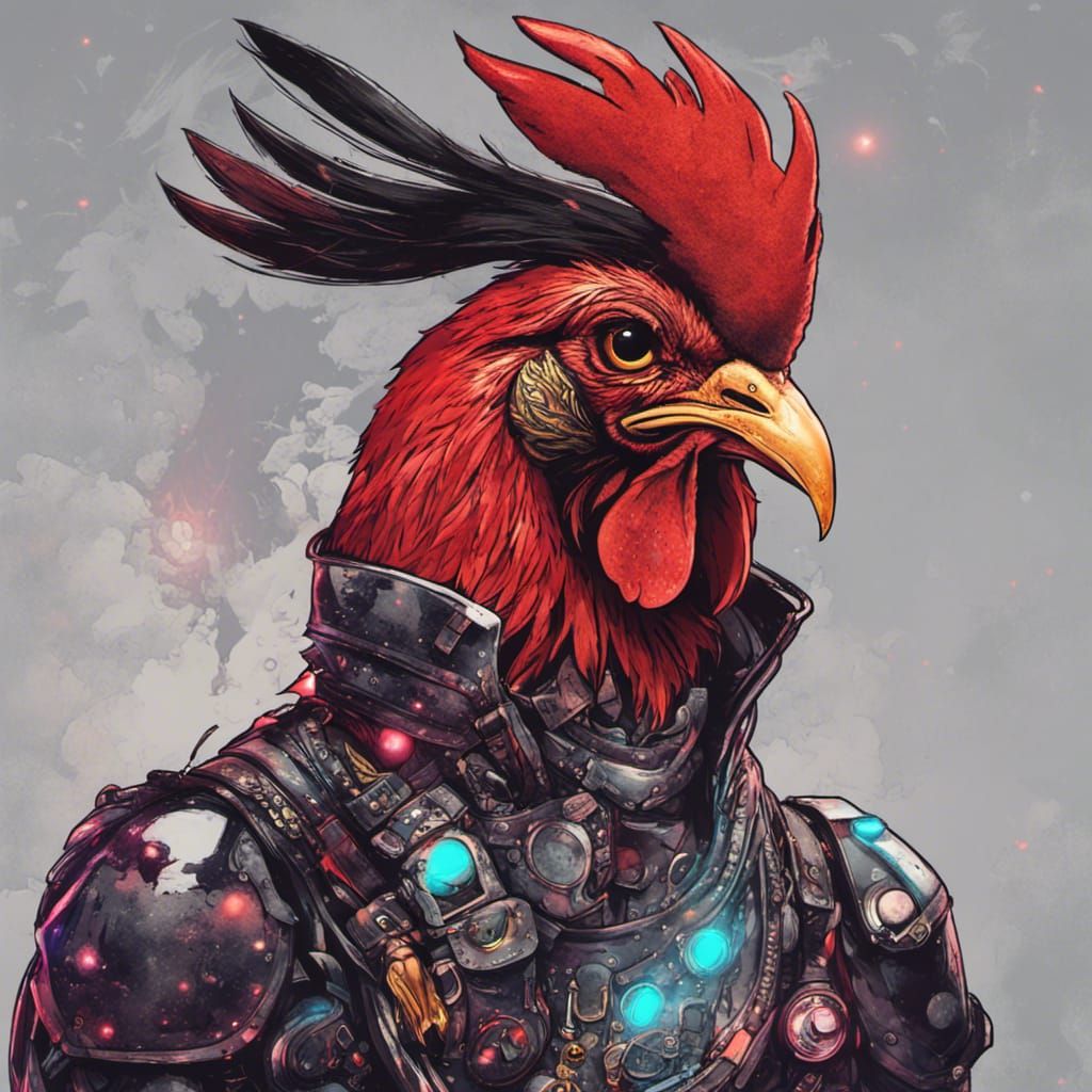 Galactic Rooster Space Pirate Captain in Nasapunk Style