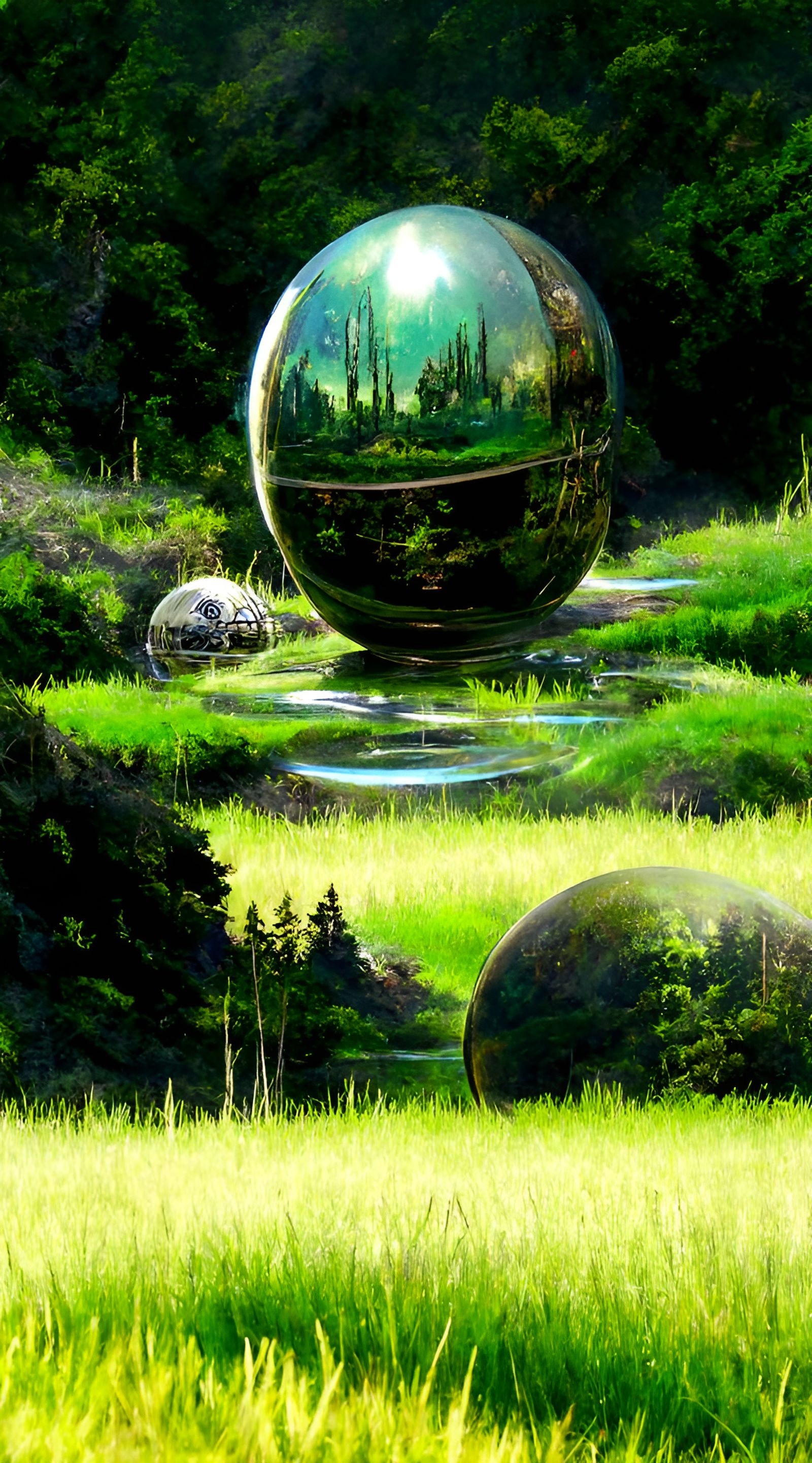 Magical Orb in Lush Field: Sci-Fi Fantasy