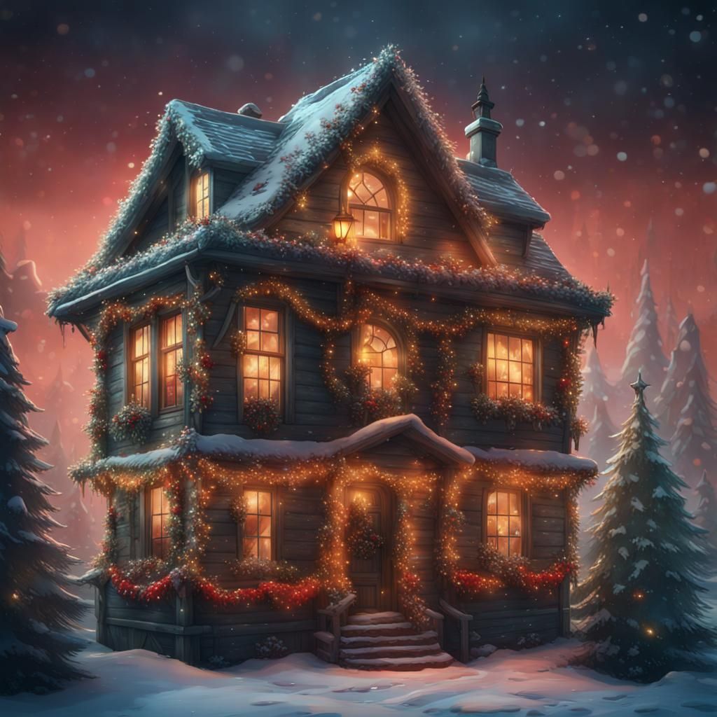 Christmas Gift Under Tree: Detailed Matte Painting