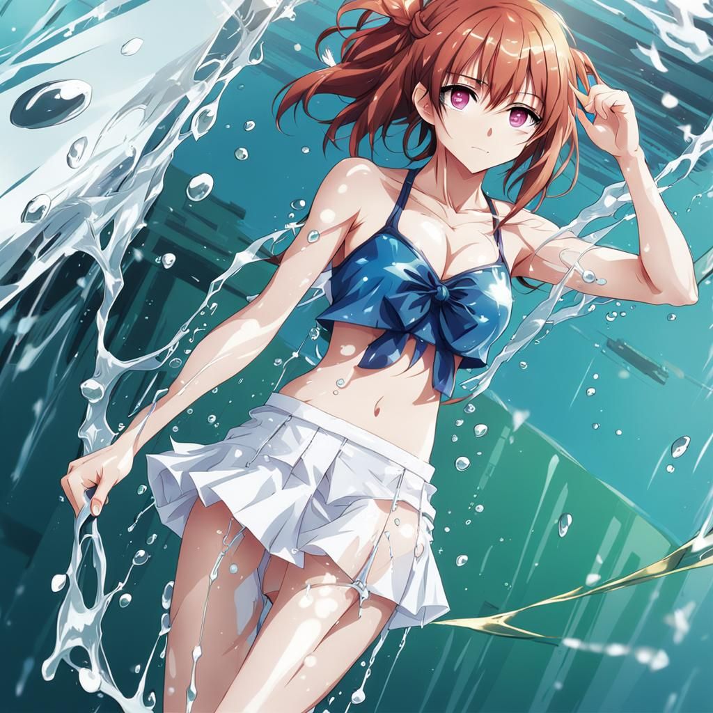 Anime Girl in Wet Bikini: Manga Style Art