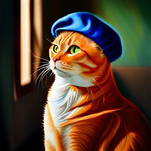 Ginger cat in a beret