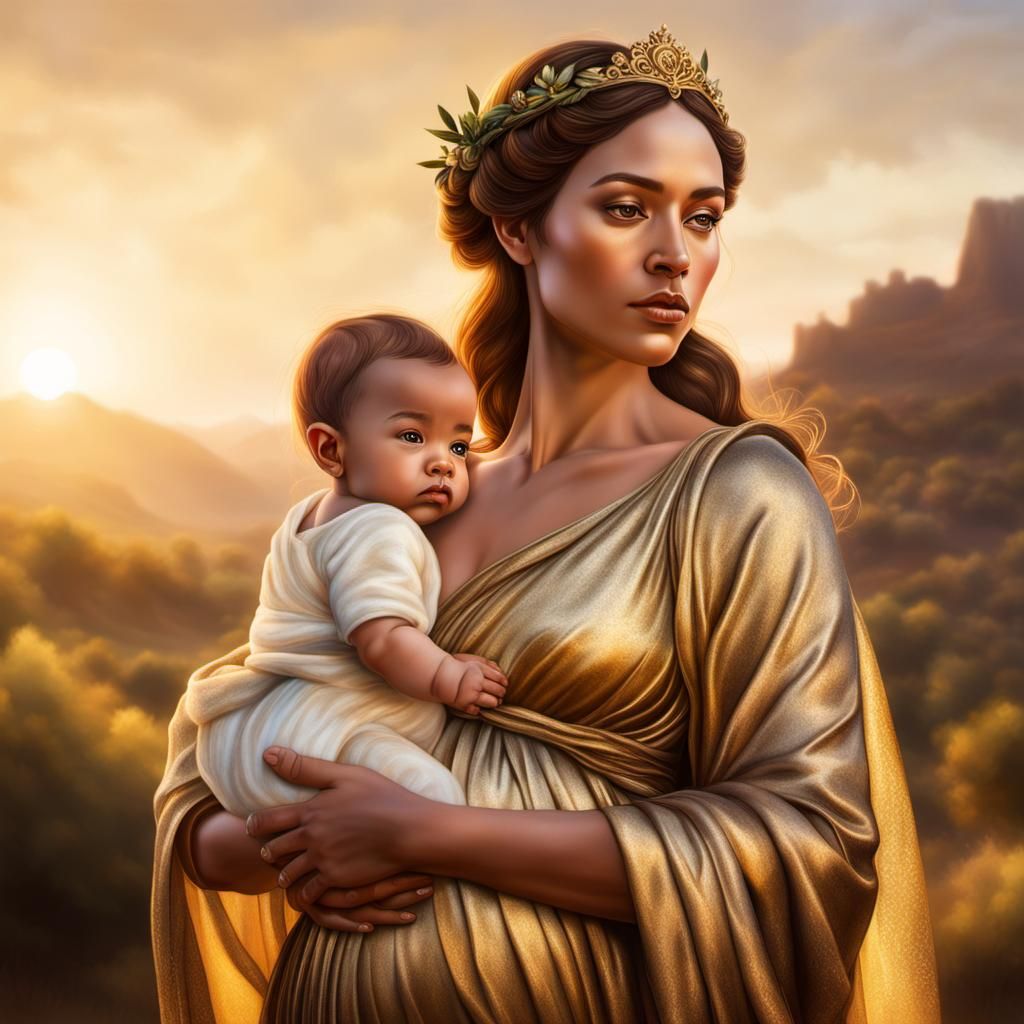 Fertility Goddess Portrait in Golden Hour Lighting