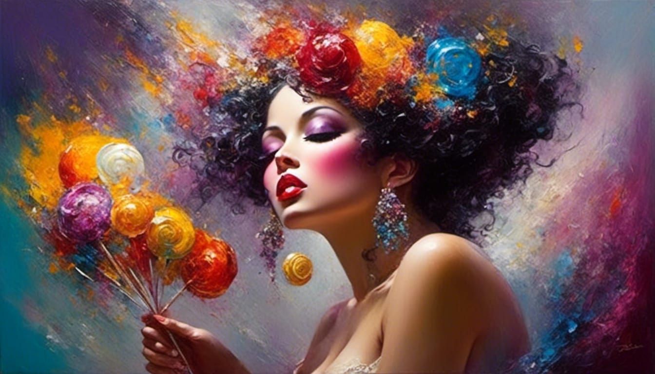 Glowing Impasto Lollipop: A Post-Impressionist Masterpiece