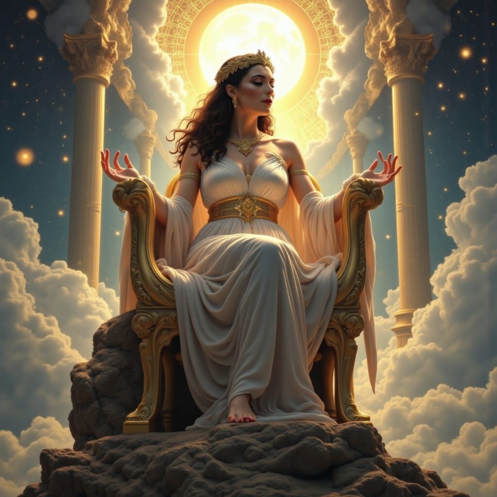 Goddess on Mount Olympus in Ethereal Realism