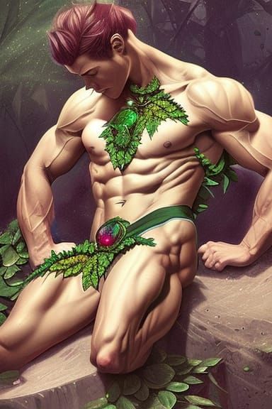 Green Elf Model with Roses, Hyper-Detailed Digital Art