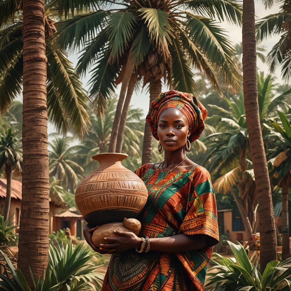 Beautiful African Woman in Nigerian Village: Concept Art