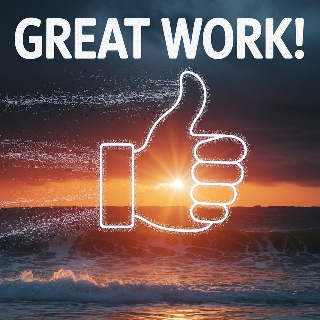 Epic Sunset Ocean with Dissolving Thumbs Up