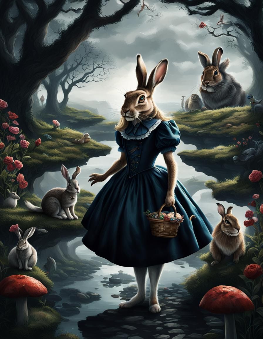 Dark Alice in Wonderland with the Hare