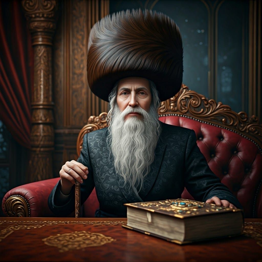Female Rabbi with Extravagant Streimel, Digital Art