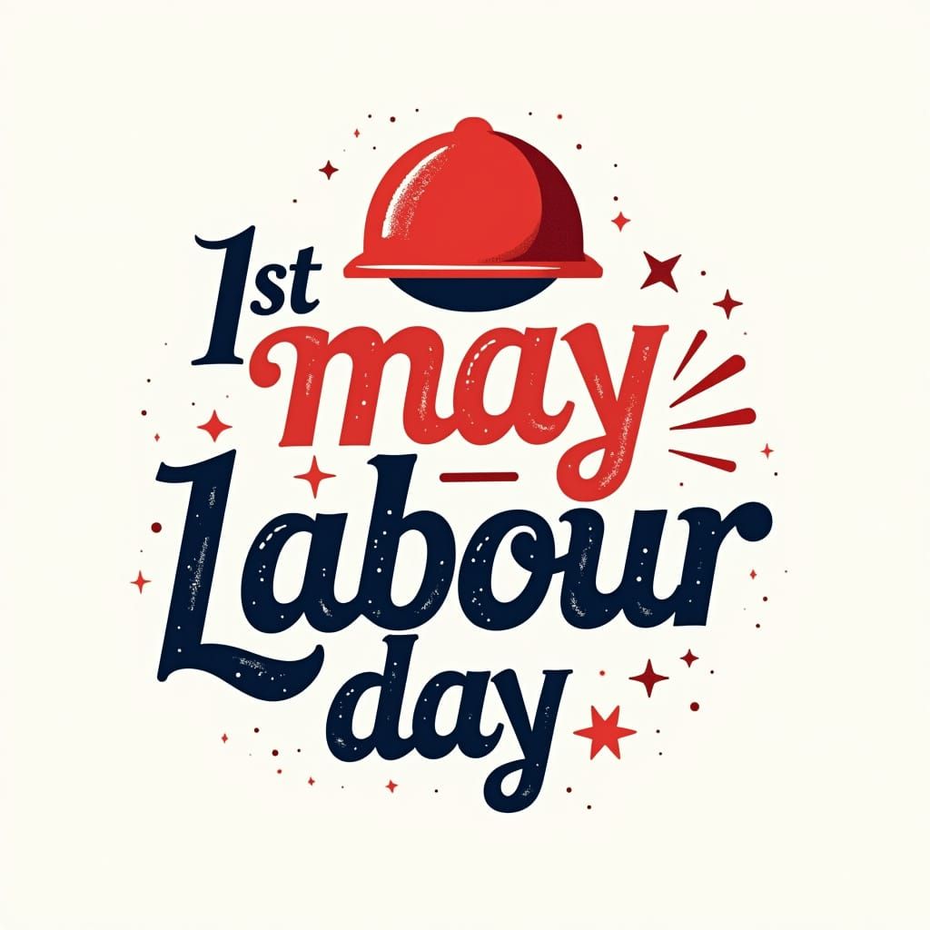 Celebratory Labour Day Poster with Bold Typography and Red C...