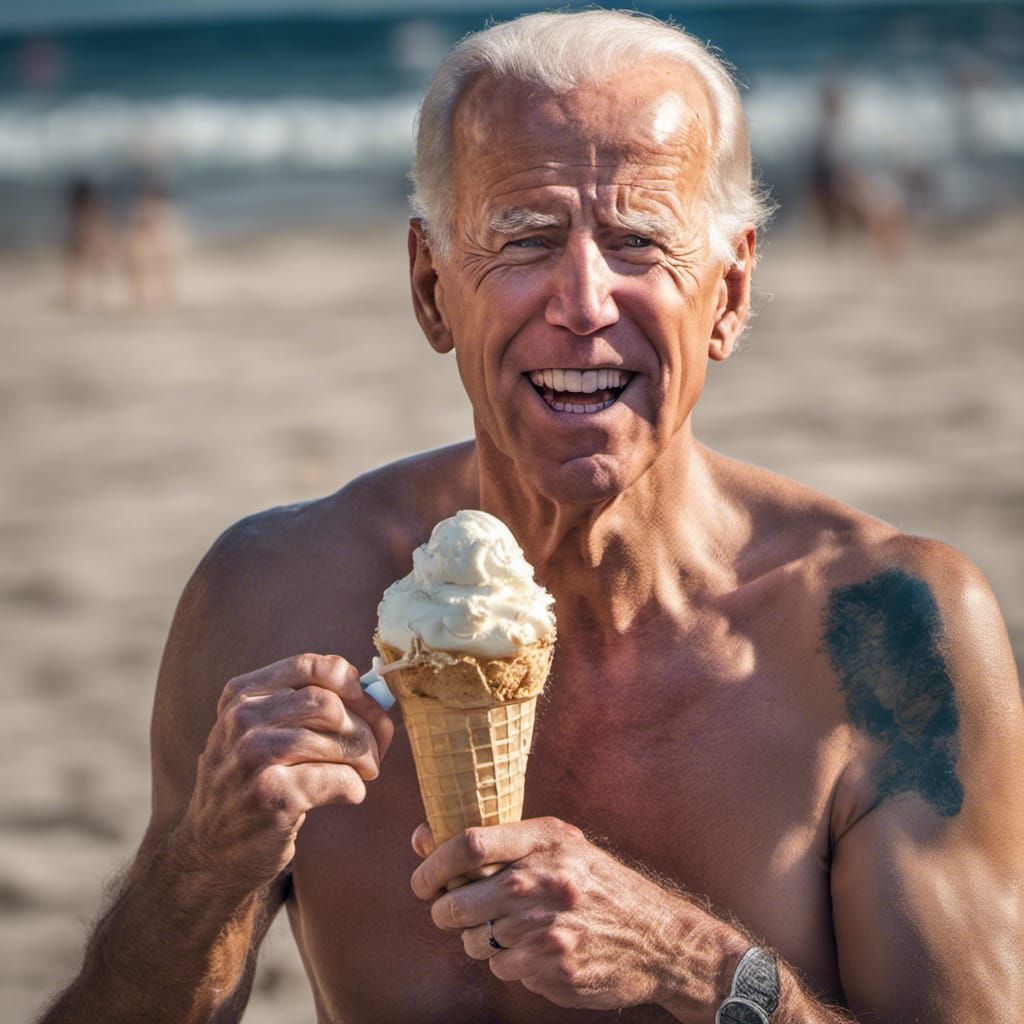 Hyperrealistic Image of an Elderly Man on Beach