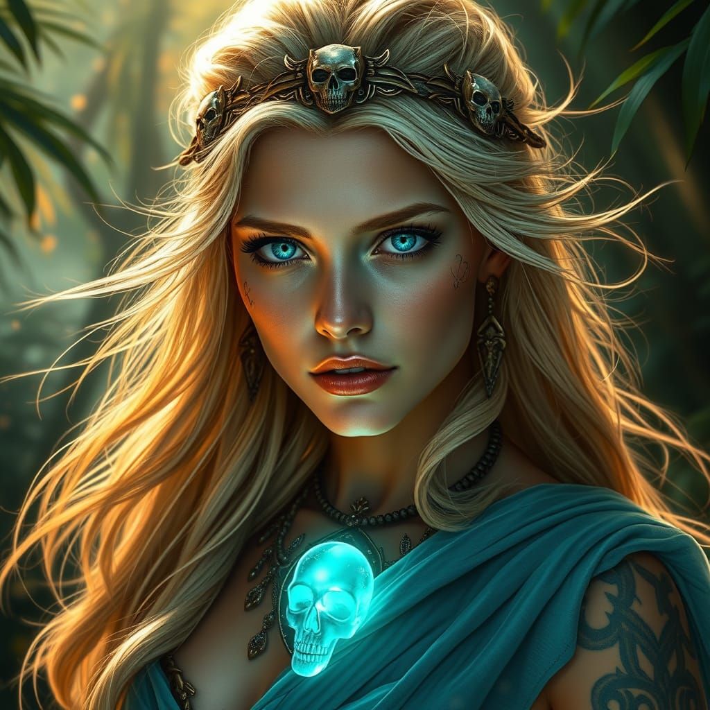 Enchanted Amazon Goddess with Ethereal Glow and Viking-Celti...
