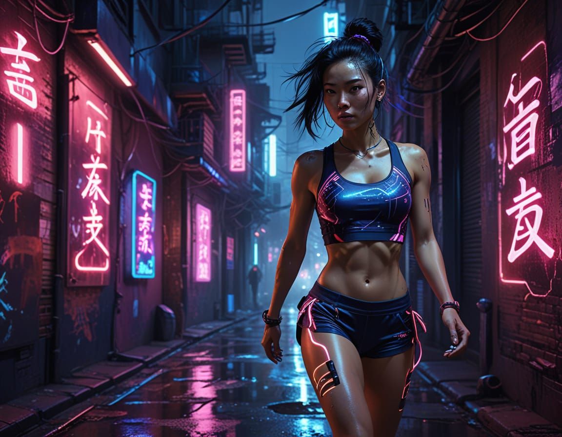 Chinese Cyberpunk Woman in Romanticism Style