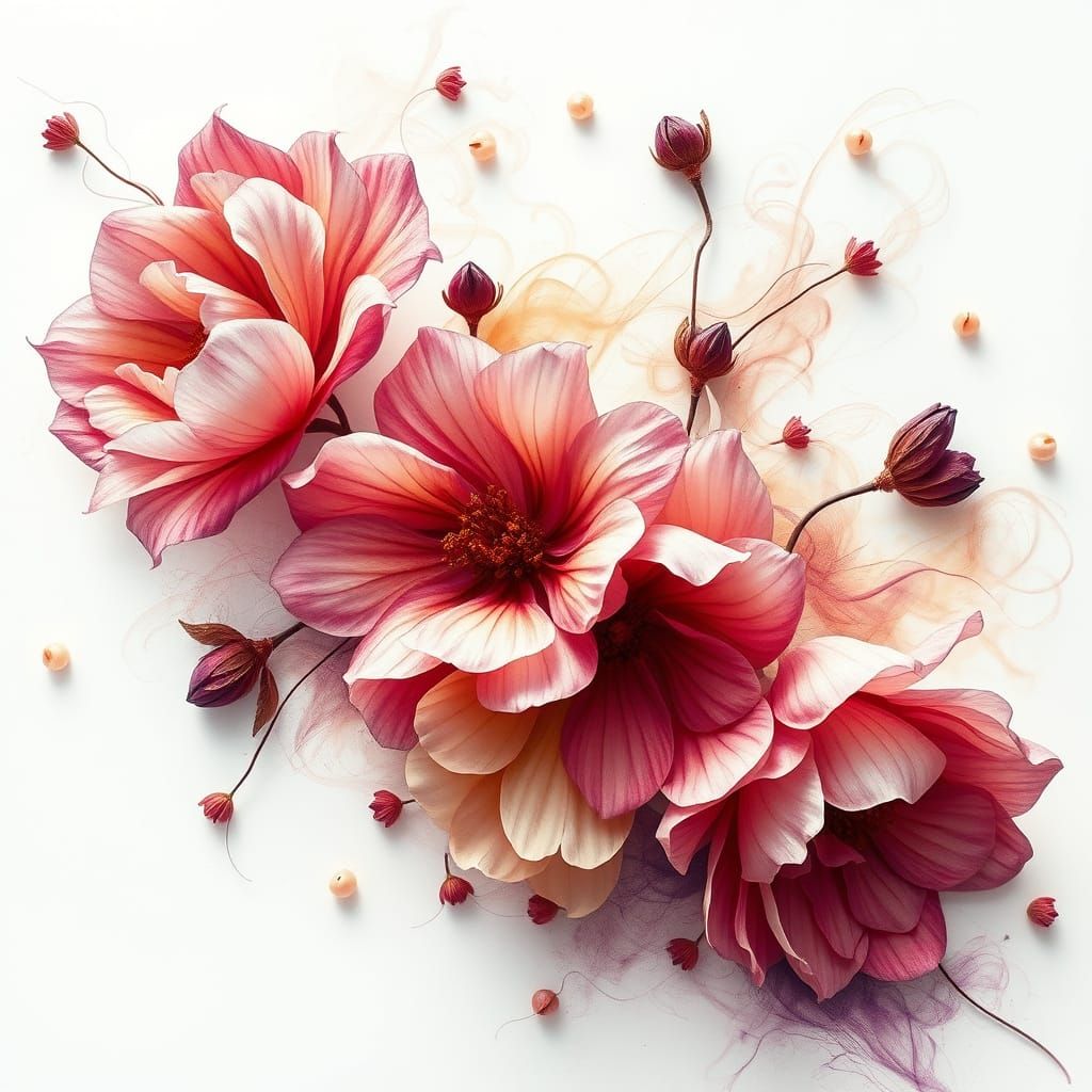 Ethereal Impressionist Blooms in Vibrant Ombre Hues