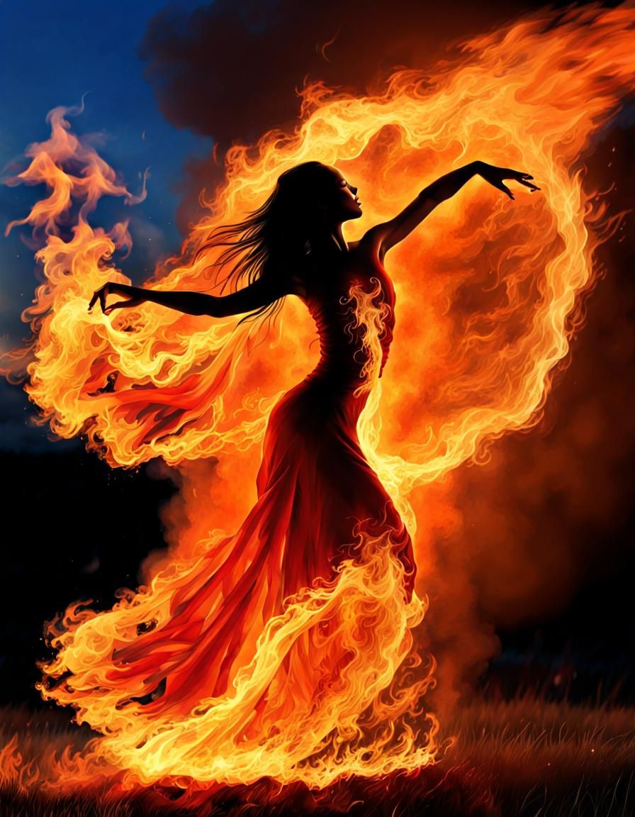 Fire, fire burning bright. Living, breathing, a dancers delight.