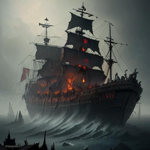 Zombie Pirates Disembarking: A Gothic Horror Scene