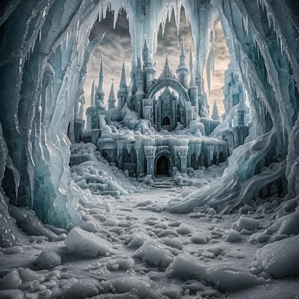 Hyperrealistic Ice Castle with Intricate Details