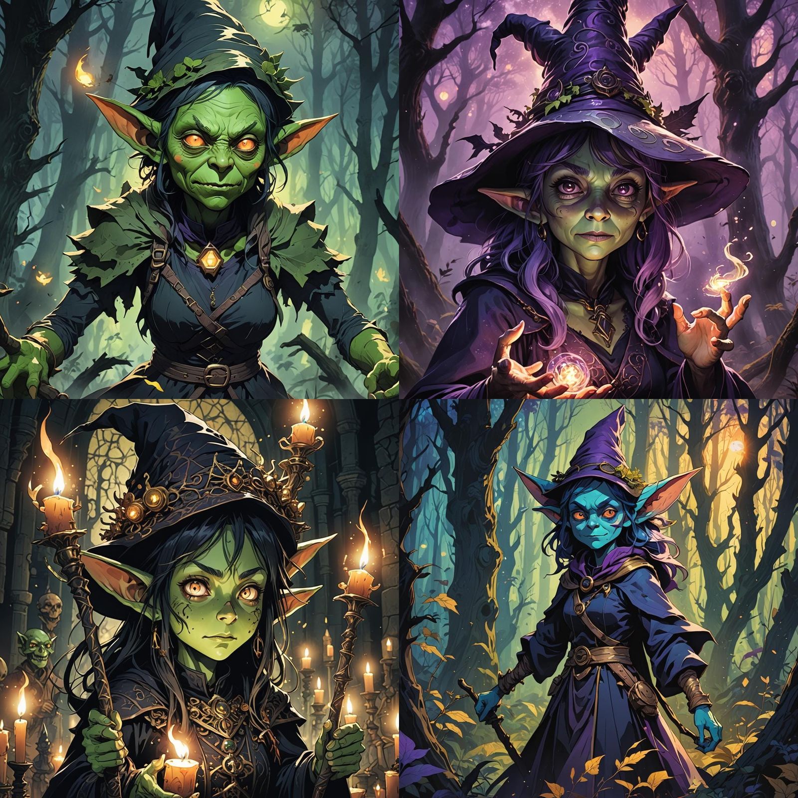 Anime Goblin Witch in Cel-Shaded Style