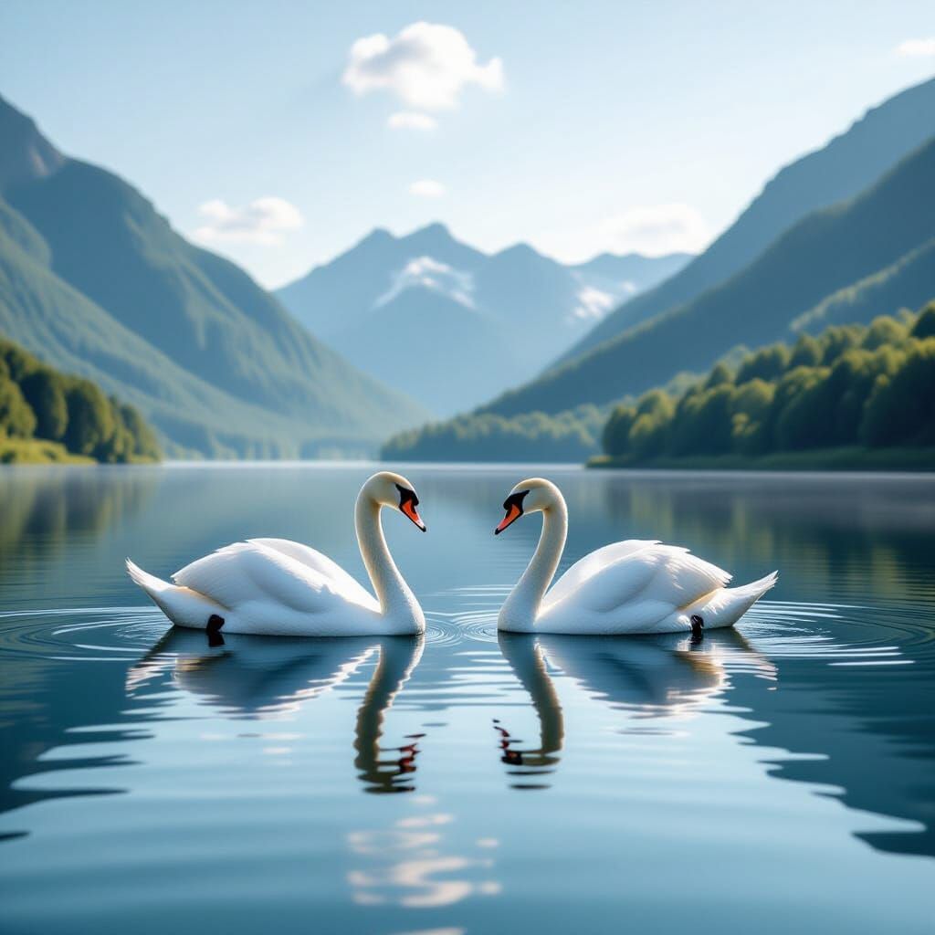 Swans on Lake: Photorealistic Cinematography