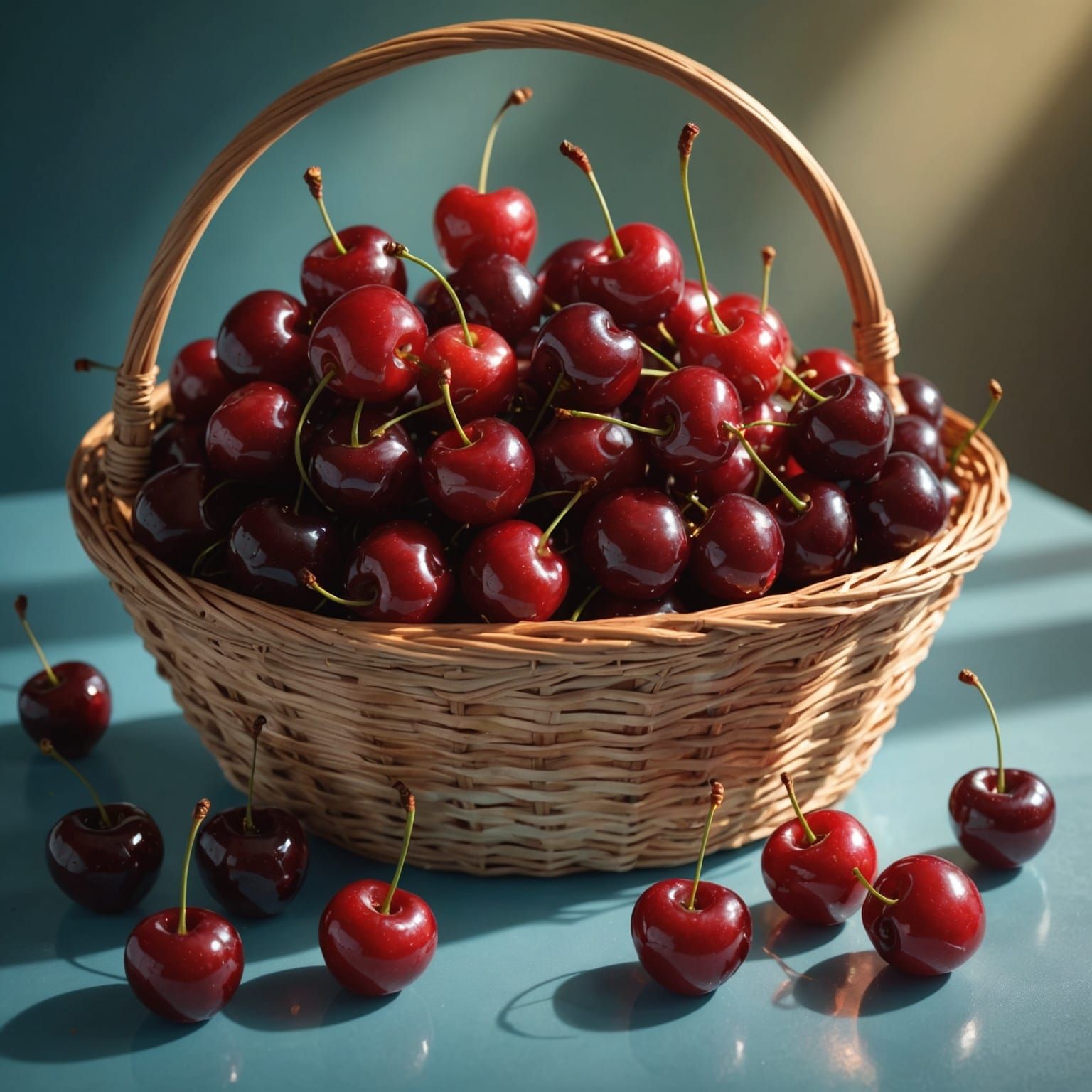 Glistening Cherries in Morning Light as Splash Art