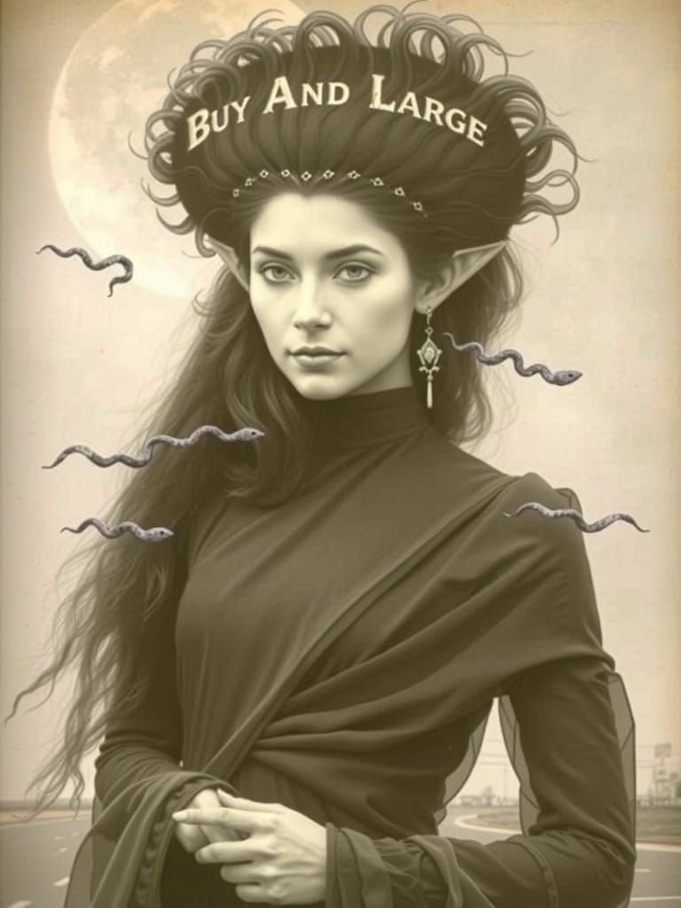 Mystic Sea Maiden in Retro-Futuristic Grocery Store Dreamsca...