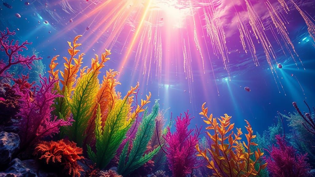 Iridescent Seaweed Illuminates Surreal Underwater Realm