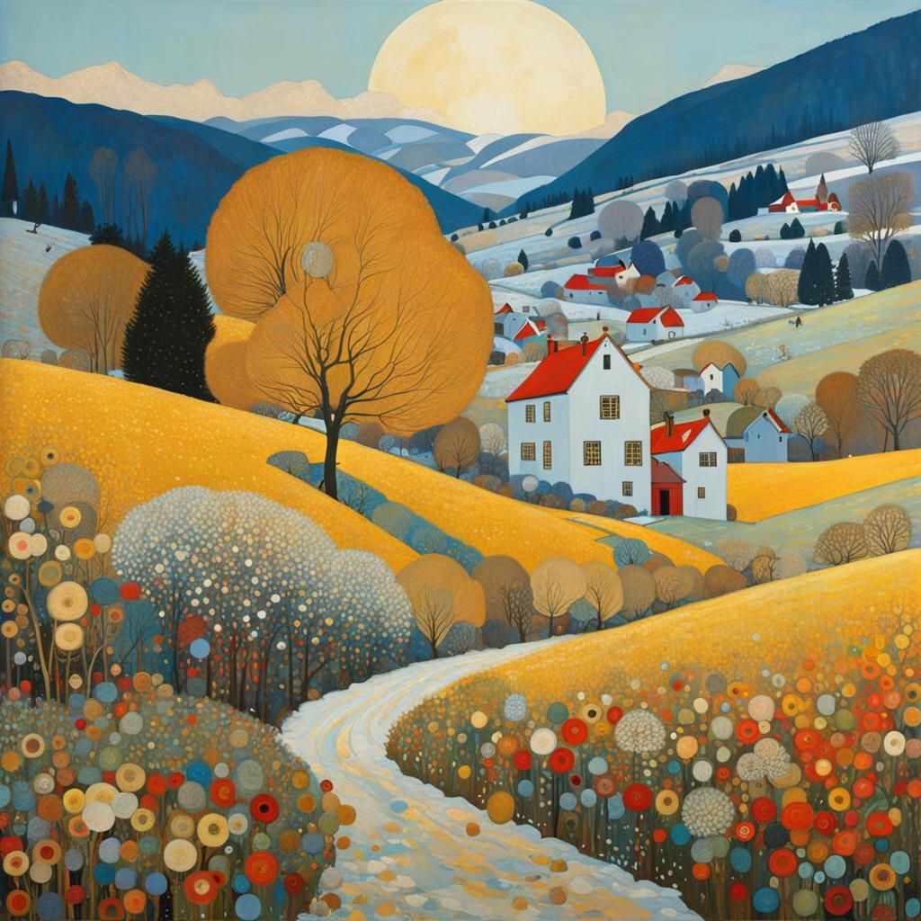 Austere Winter Scene in Muted Golden Hues