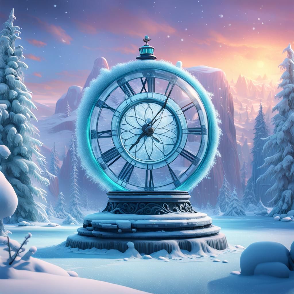 Vibrant Winter Scene in 3D Digital Art Style