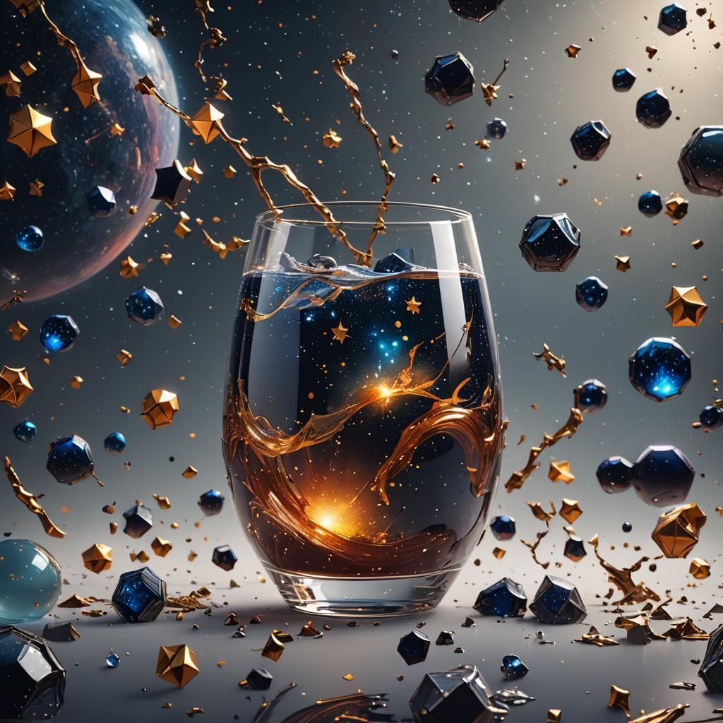 Glass Filled with Space: Detailed Matte Painting