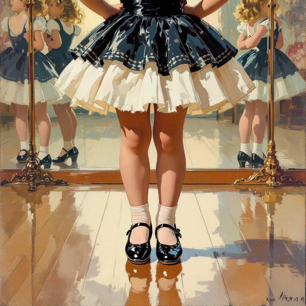 Young Dancer in Shiny Tap Shoes, Norman Rockwell Style