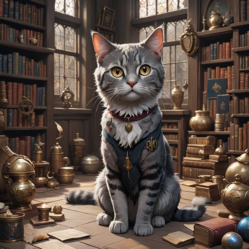 Harry Potter Cat in Detailed 3D Anime Style