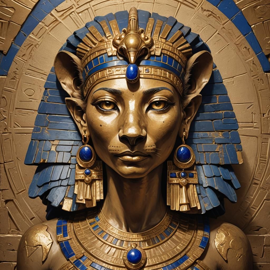 Egyptian Neoclassical Goddess Mehit in Royal Attire