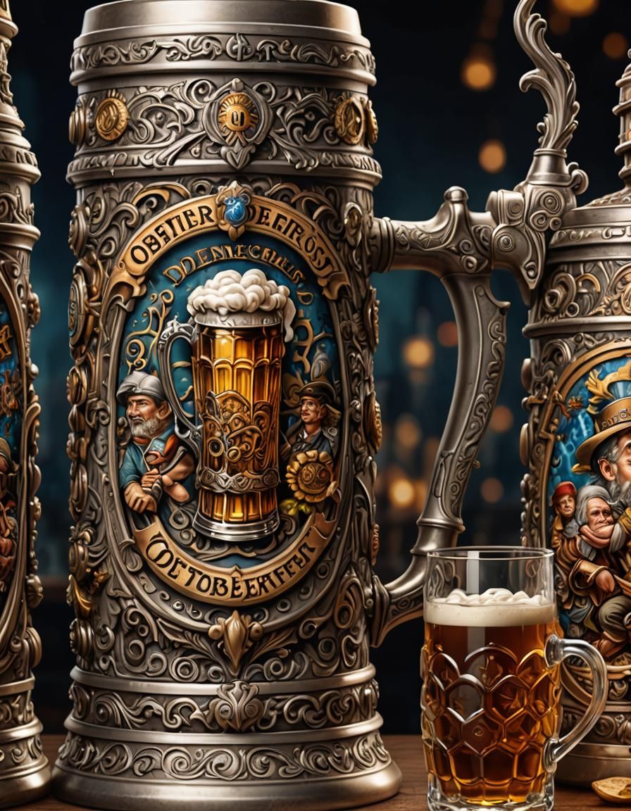 Oktoberfest Tattoo: Toasting Beer Steins in Manga Style