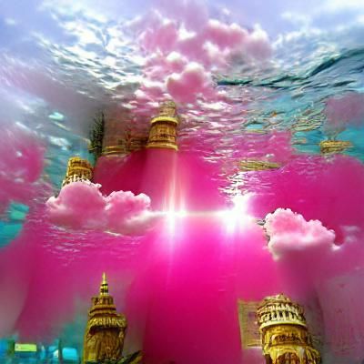 Pink Underwater City Bathed in Divine Light
