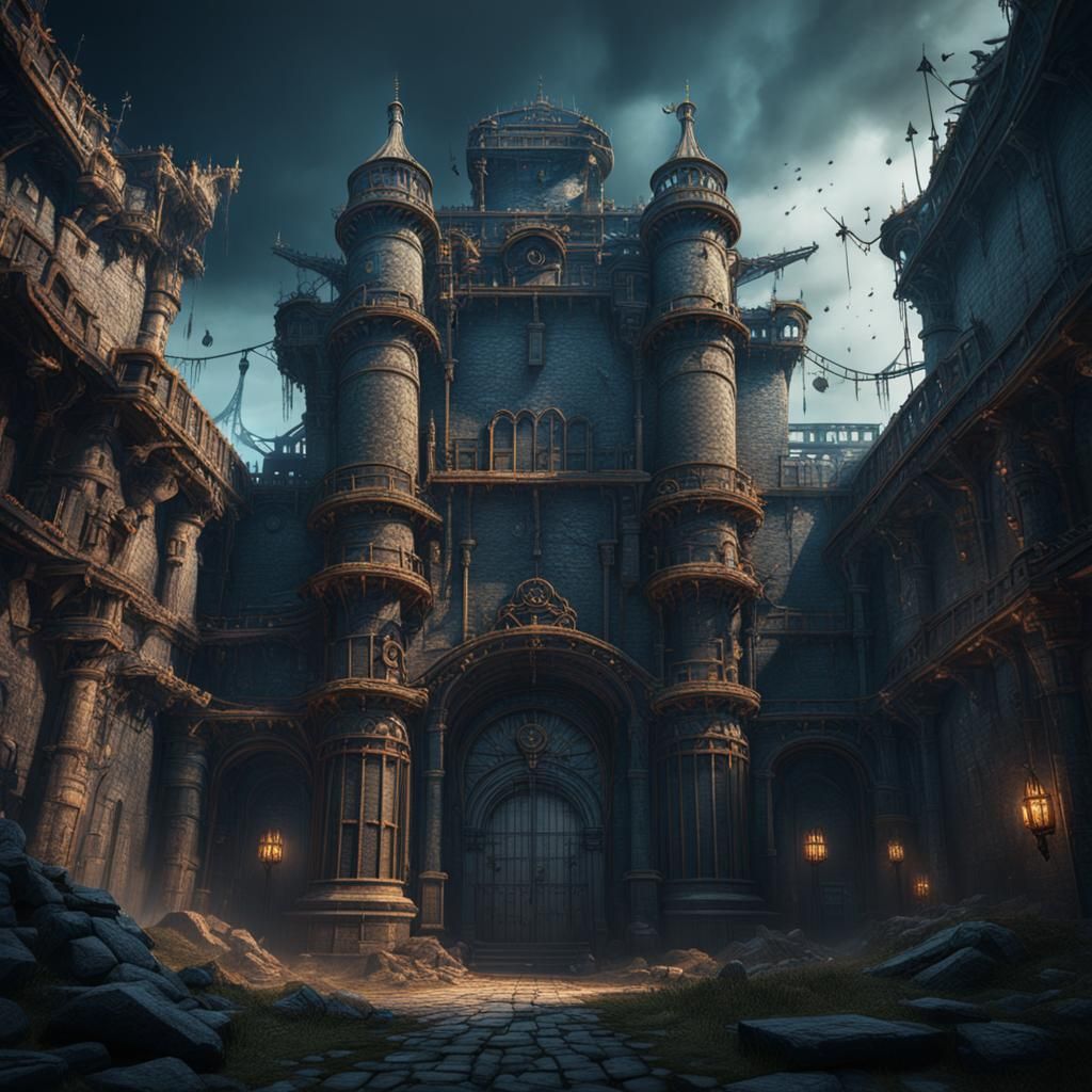 Fantastical Prison Concept Art in Deep Color