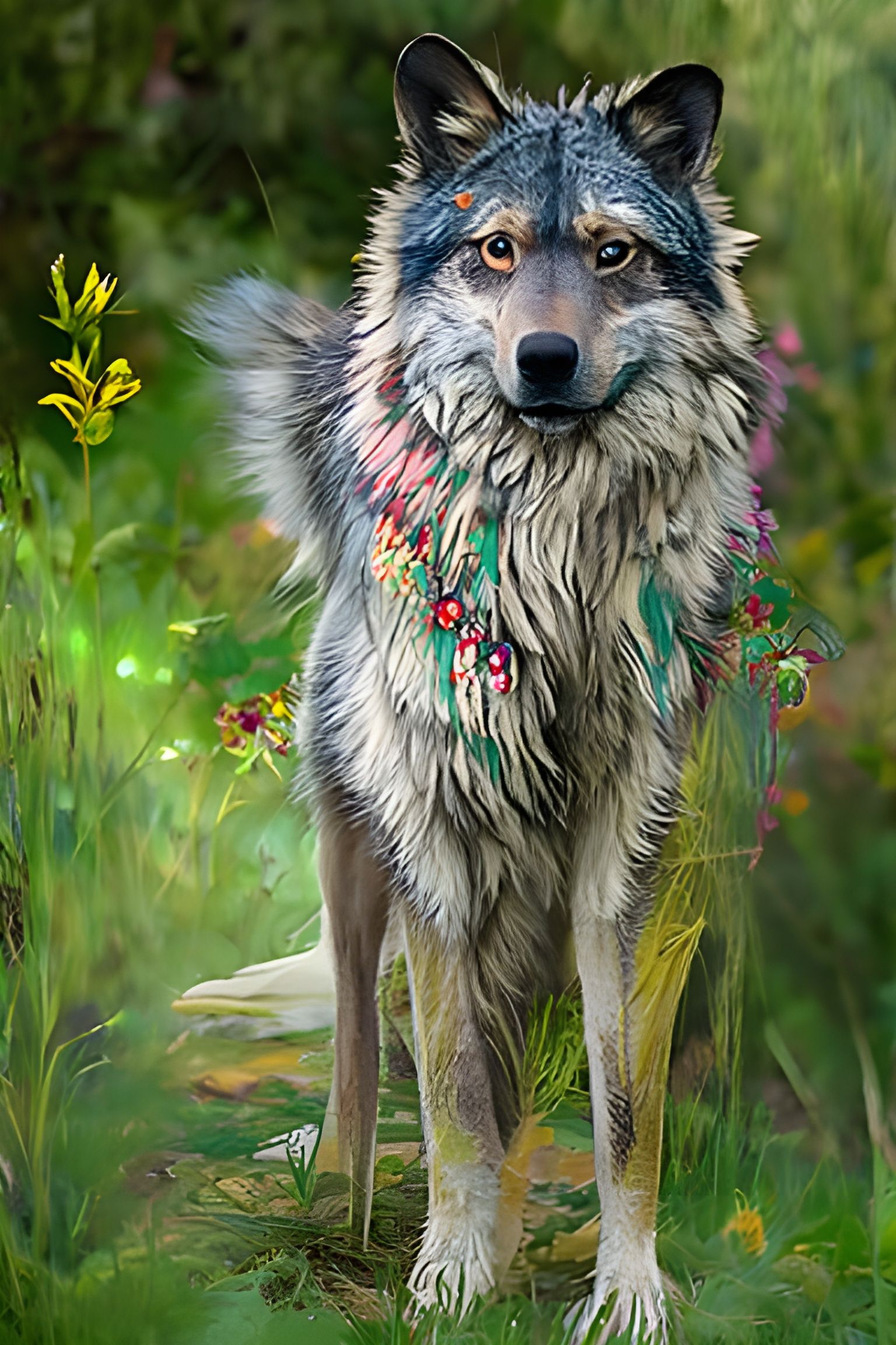 portrait of a fairy wolf