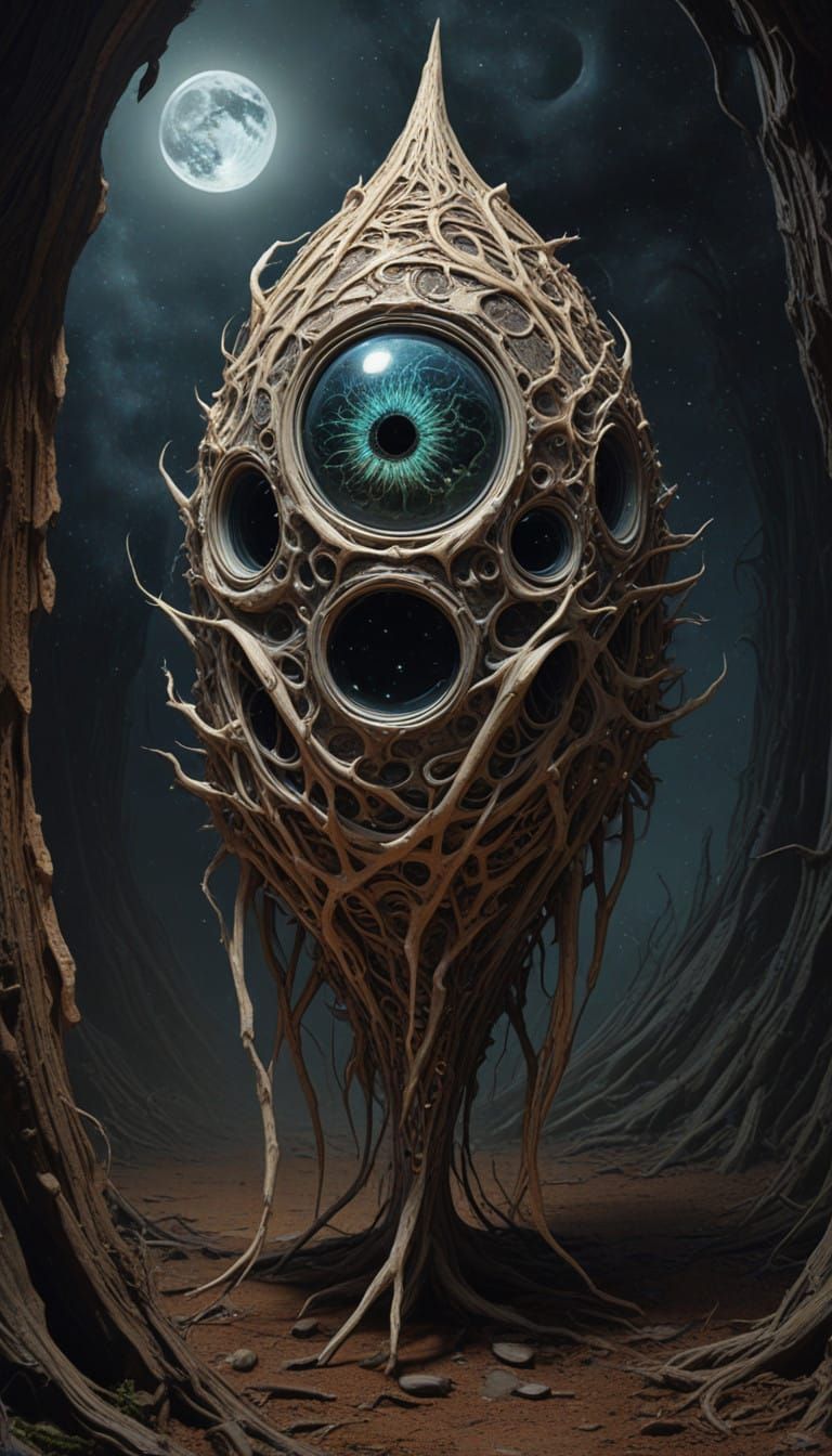 Surreal Cosmic Abomination in Impasto Woodcut Style