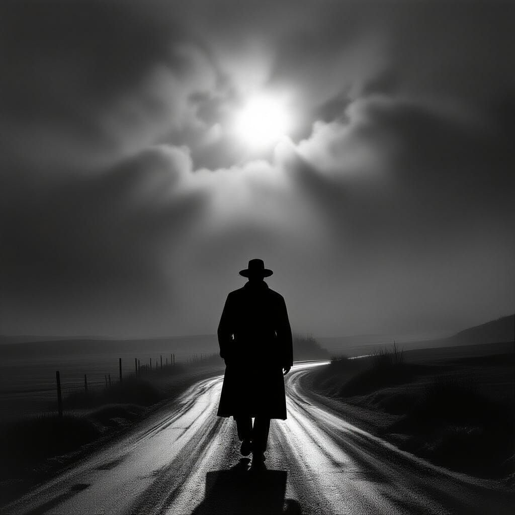 High-Contrast Figure in Black and White Photography