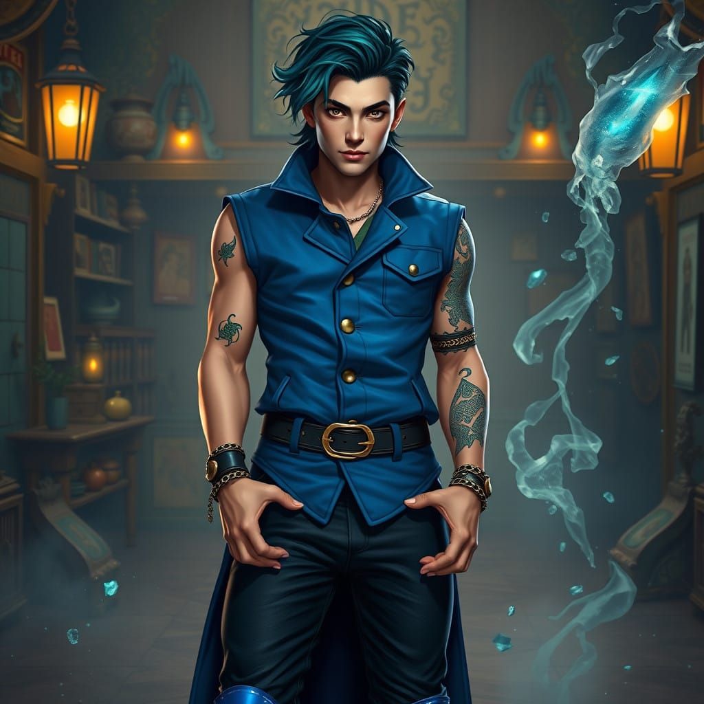 Non Binary Sorcerer in Vintage Style