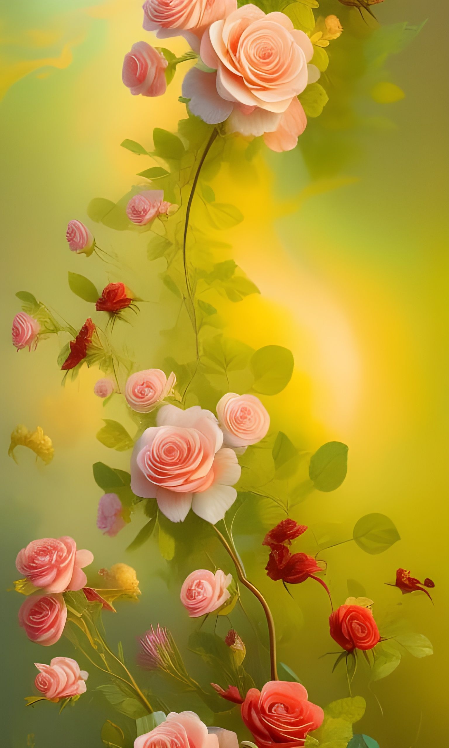 Cascading Roses in Glassy Liquid Style