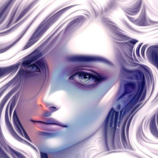 Elegant Grayscale Portrait of a Young Woman in a Pencil-Draw...