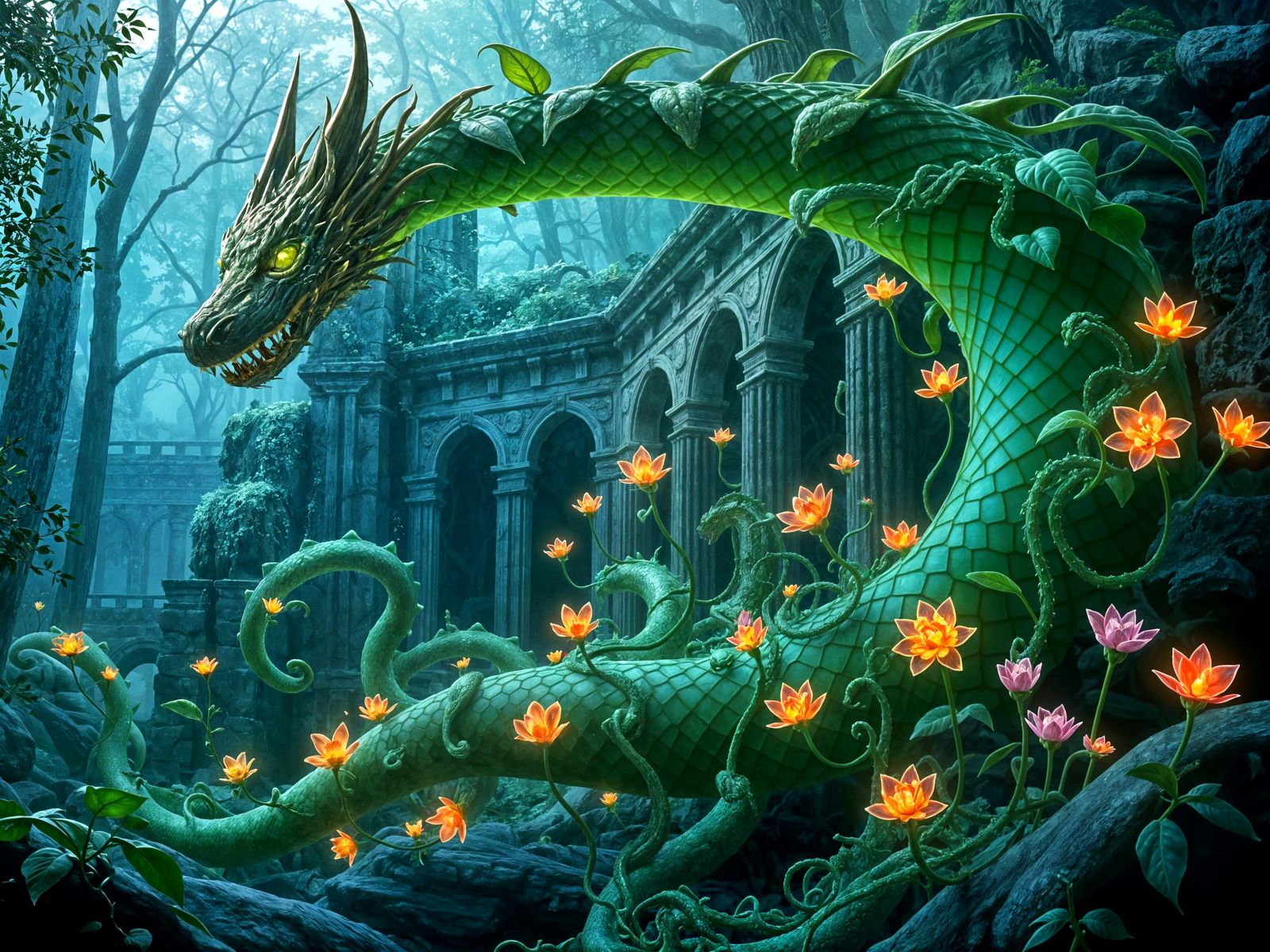 Surreal Fantasy Botany in Vibrant Bloom