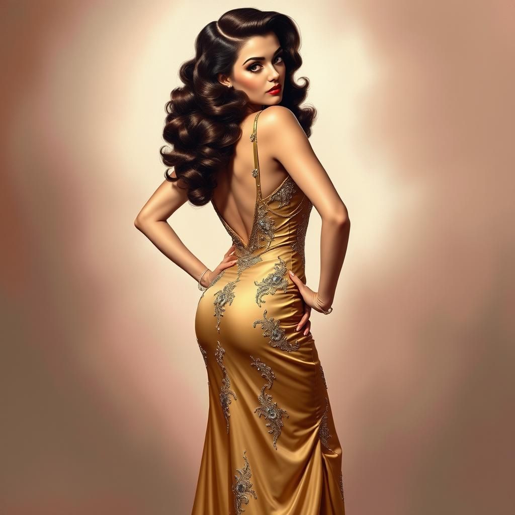 Vintage Glamour Pinup in 1950s Film Noir Style