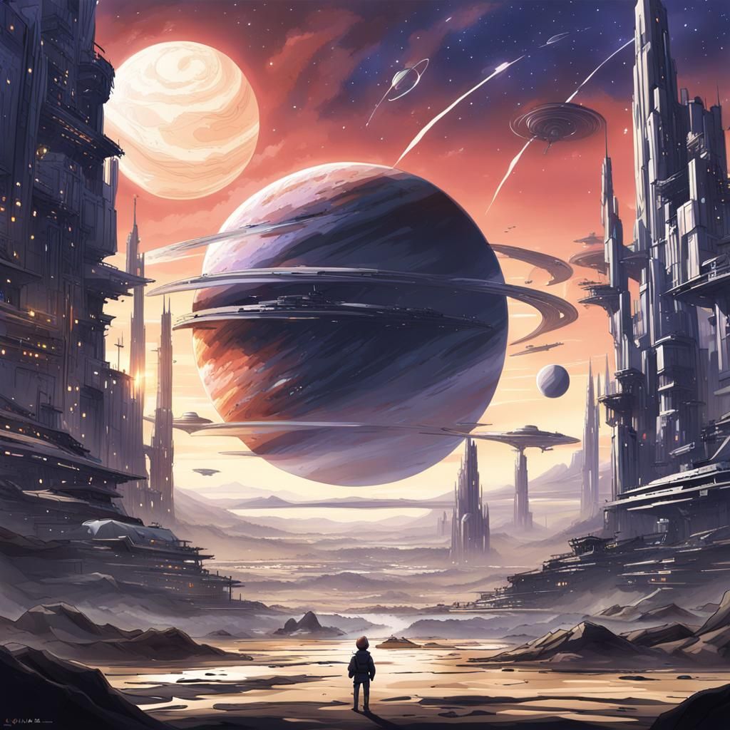 Sci-Fi Planetscape in Anime Style