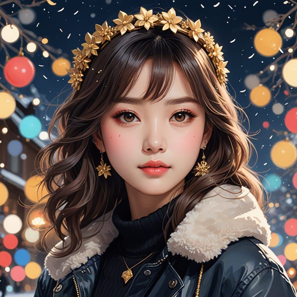 Celestial New Year's Celebration in Vibrant Colors